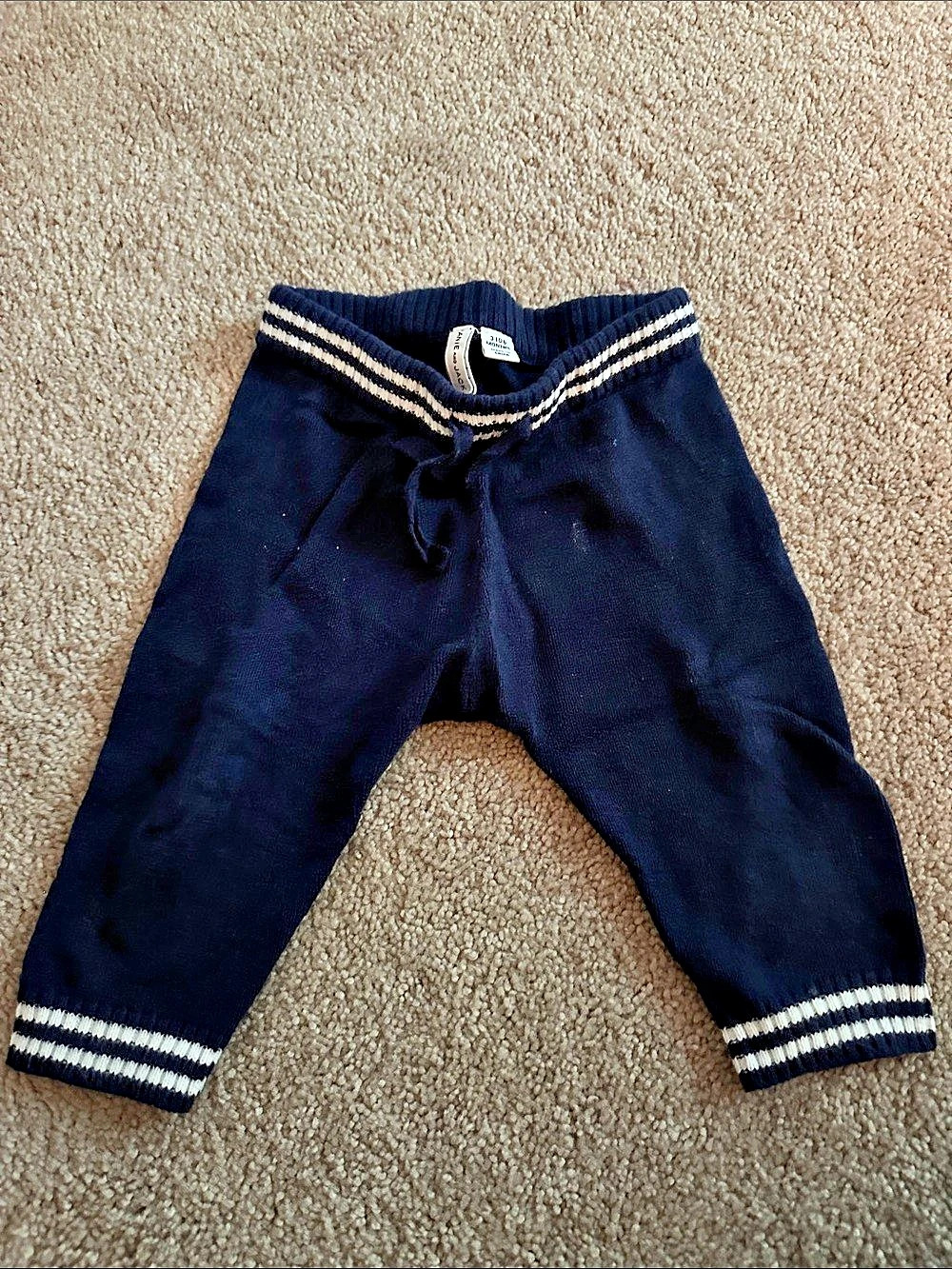Janie and Jack Striped Trim Jogger Pant 3-6 months Blue